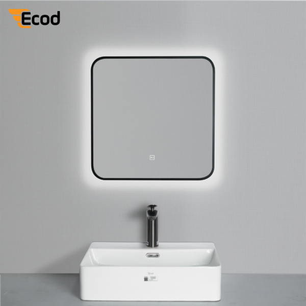 Gương vuông 5050 led khung đen