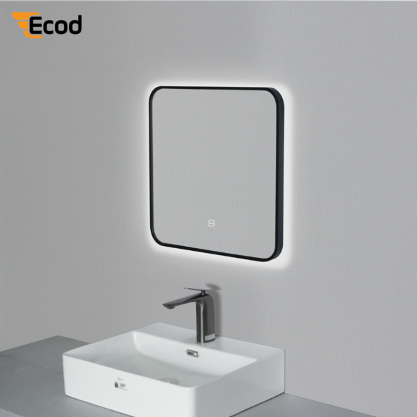 Gương vuông 5050 led khung đen