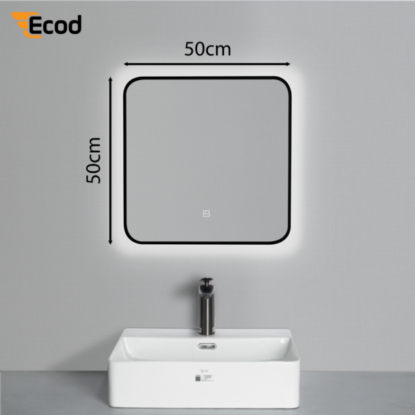 Gương vuông 5050 led khung đen