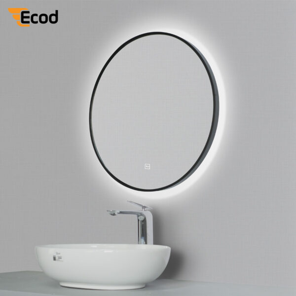 Gương tròn 6060 led khung đen