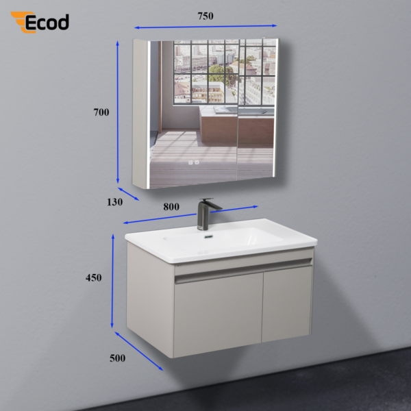 Bộ tủ gương lavabo phòng tắm EC8050
