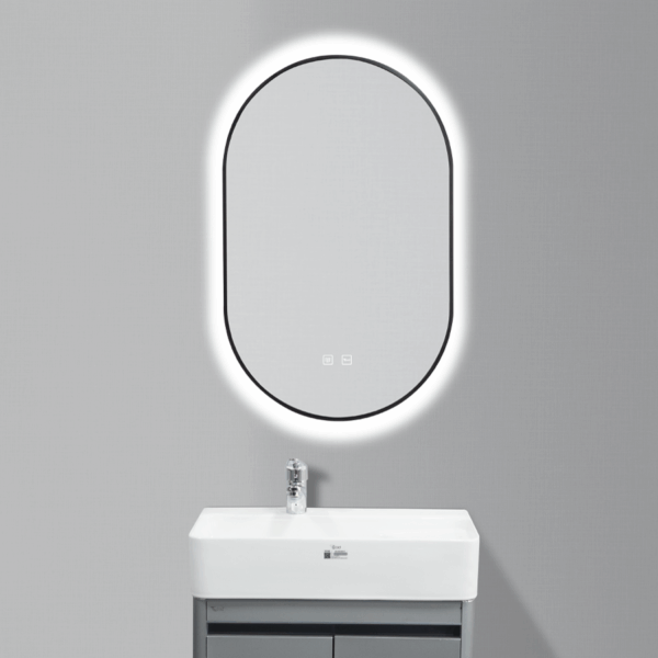 Gương Oval 5080 led khung đen