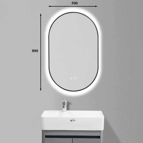 Gương Oval 5080 led khung đen