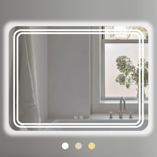 Gương chữ nhật 60x80 cm led bo góc