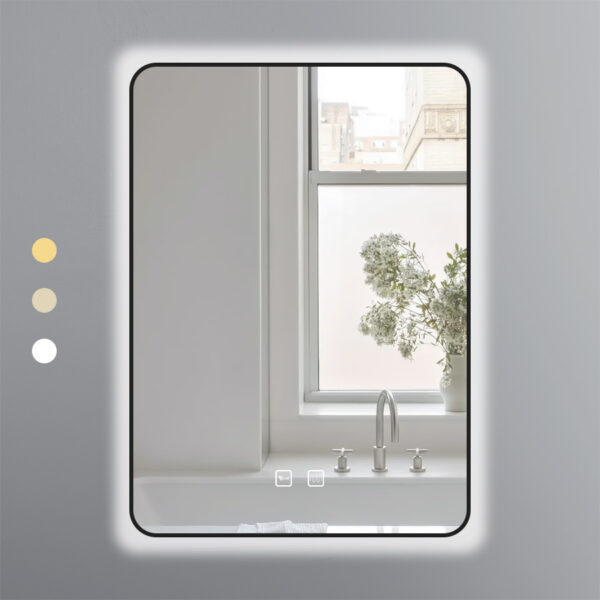 Gương chữ nhật 50x70 led 3 màu khung nhôm đen