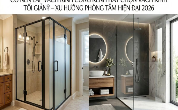 Vách kính tối giản hay cồng kềnh? Xu hướng phòng tắm 2026